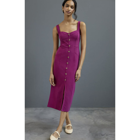 NEW Anthropologie Maeve Wildberry Knit Midi Dress - 14P - Picture 1 of 9